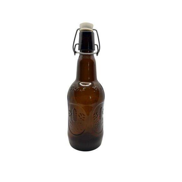 Vintage Grolsch Swing-Top Amber Glass Beer Bottle 16 Oz With Embossed Logo - Picture 2 of 10